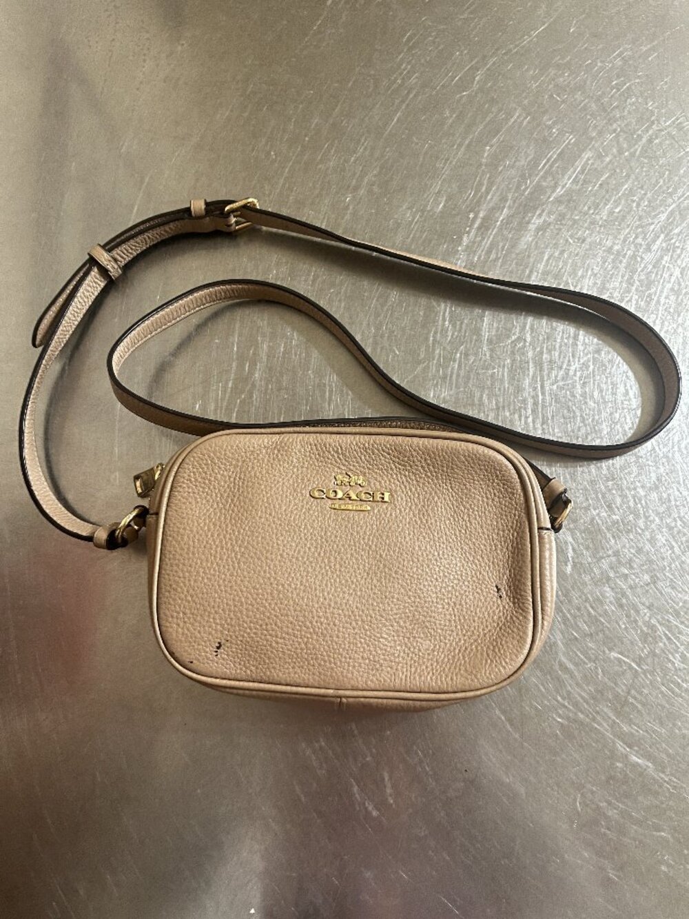 COACH Mini Taupe Jamie Camera Bag Crossbody Bag.